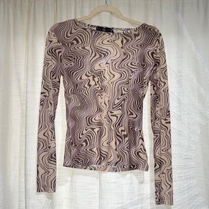 NWT PacSun Sheer brown and purple concert rave edm shirt, long sleeve.